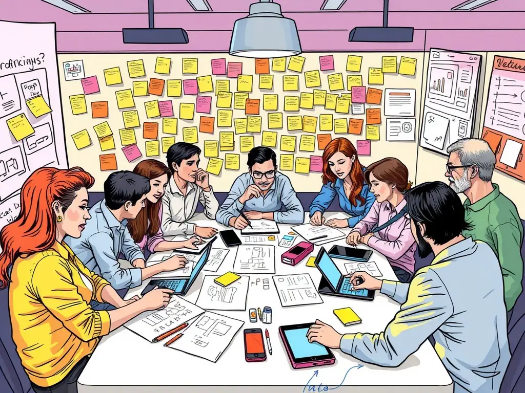 A diverse team brainstorming website design ideas, emphasizing creativity and collaboration in crafting unique online experiences.