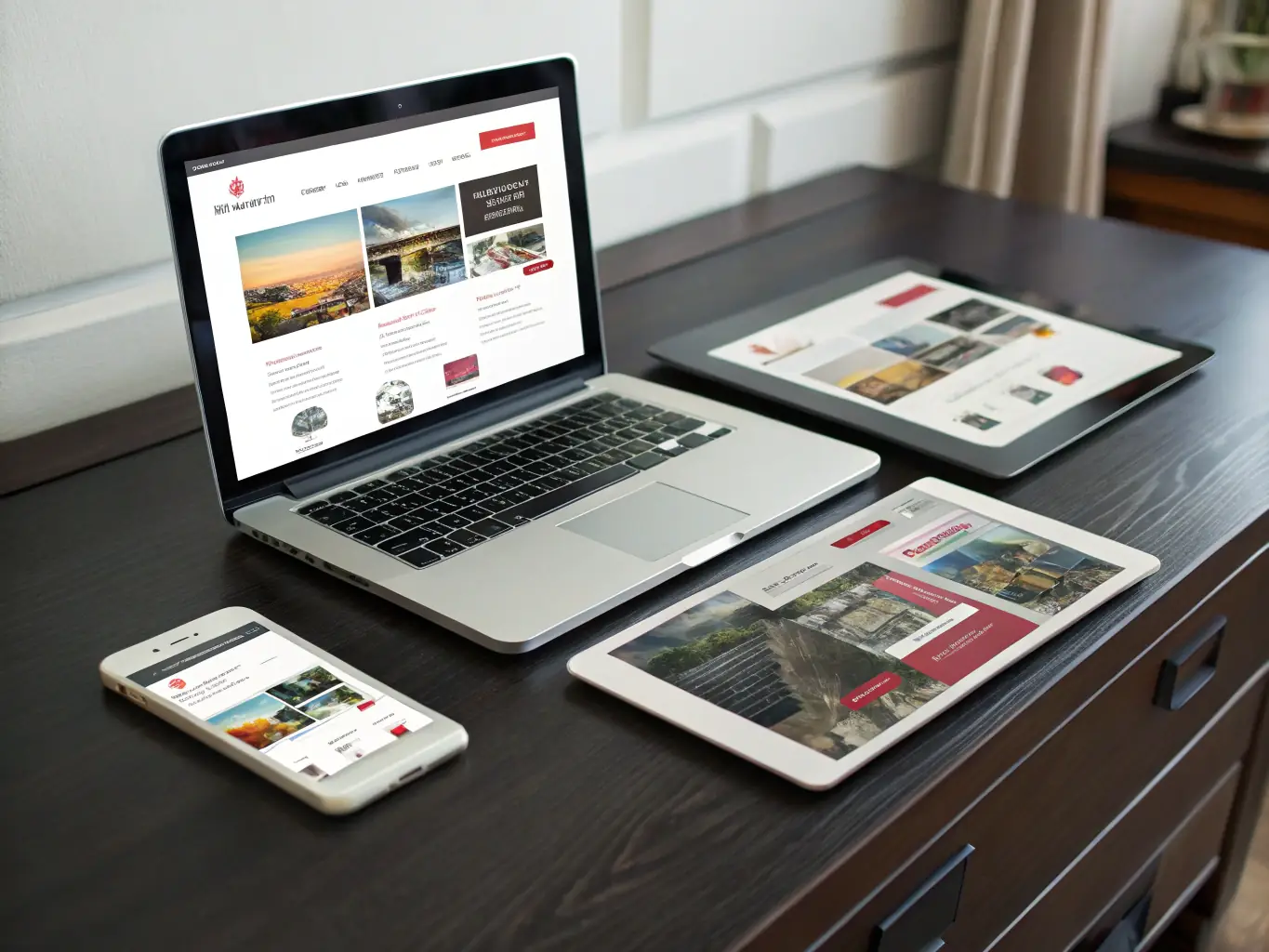 A visually appealing mockup of a modern, responsive website design on various devices (desktop, tablet, smartphone), emphasizing user experience and brand consistency.